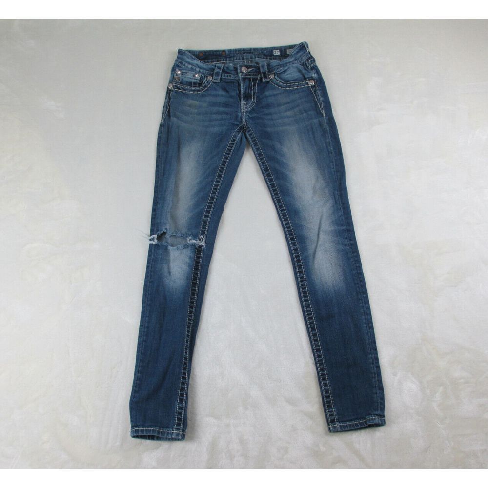 Miss Me Pants Womens 27 Blue Denim Jeans Signature Skinny Ladies‎ 27X30*